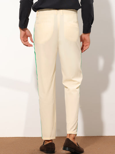 Men's Contrast Color Flat Front Panel Striped Dress Pants