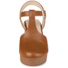 Perphy Platform T-Strap Clog Shoes Chunky Heels Sandals for Women