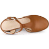 Perphy Platform T-Strap Clog Shoes Chunky Heels Sandals for Women