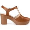 Perphy Platform T-Strap Clog Shoes Chunky Heels Sandals for Women