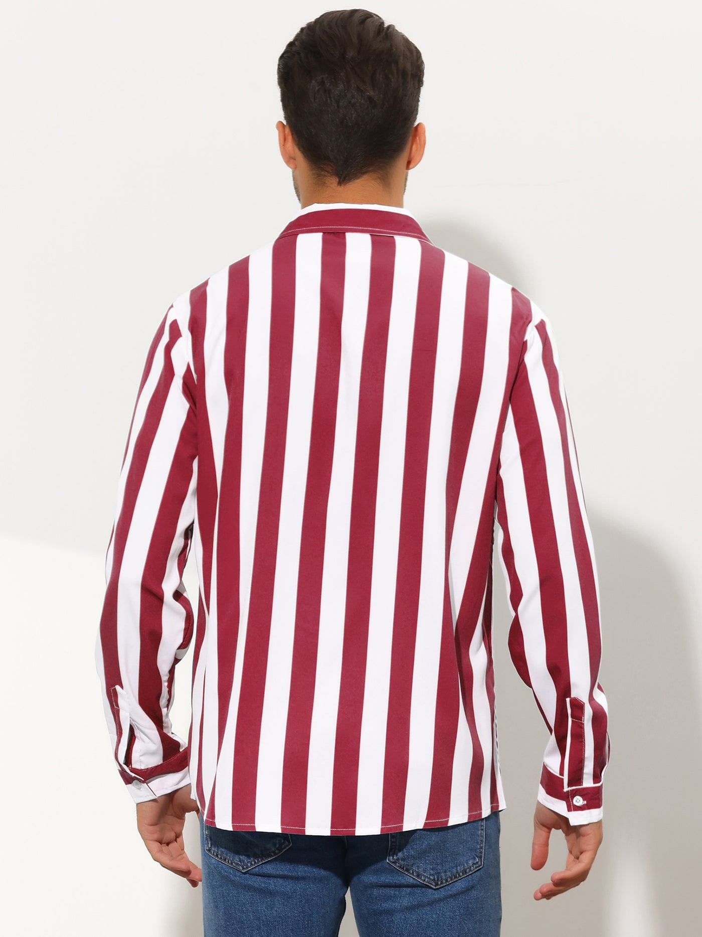 Bublédon Men's Striped Shirt Long Sleeve Button Down Color Block Shirts