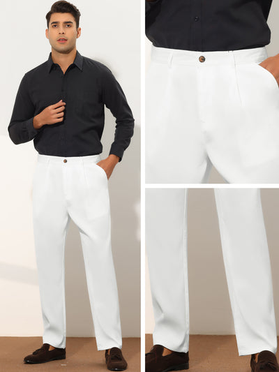 Men's Cropped Regular Fit Pleated Front Ankle Length Suit Dress Pants