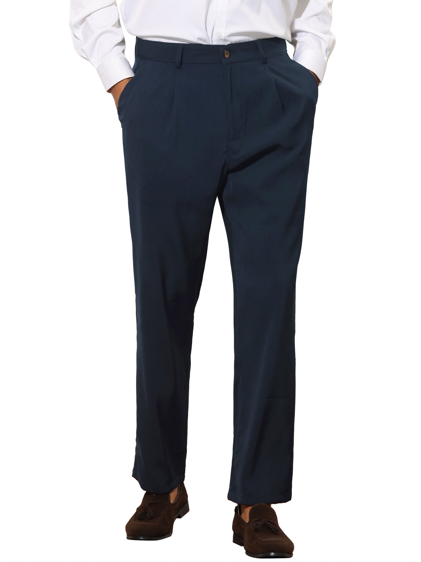 Bublédon Men's Cropped Regular Fit Pleated Front Ankle Length Suit Dress Pants