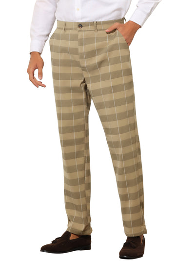 Men's Plaid Casual Slim Fit Lightweight Tapered Checked Pants