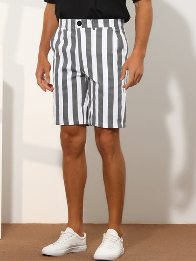 Men's Summer Striped Regular Fit Business Flat Front Chino Shorts