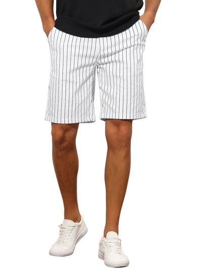 Striped Dress Shorts for Men's Regular Fit Lightweight Business Chino Short Pants