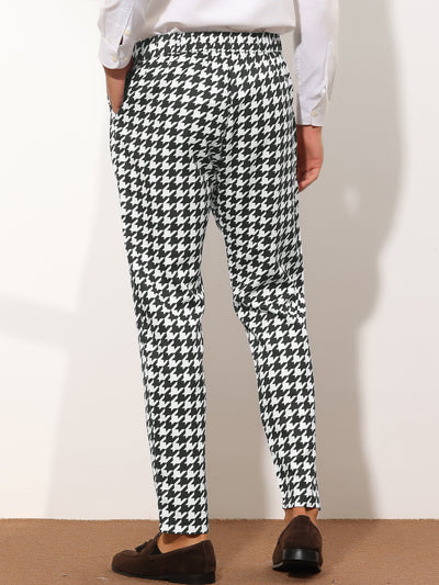 Men's Houndstooth Big and Tall Regular Fit Plaid Checked Dress Pants