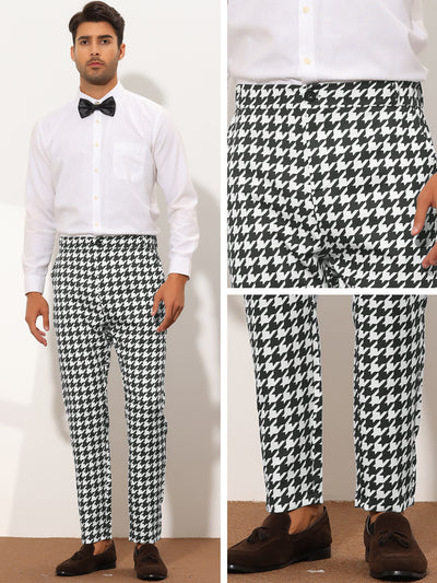 Men's Houndstooth Big and Tall Regular Fit Plaid Checked Dress Pants