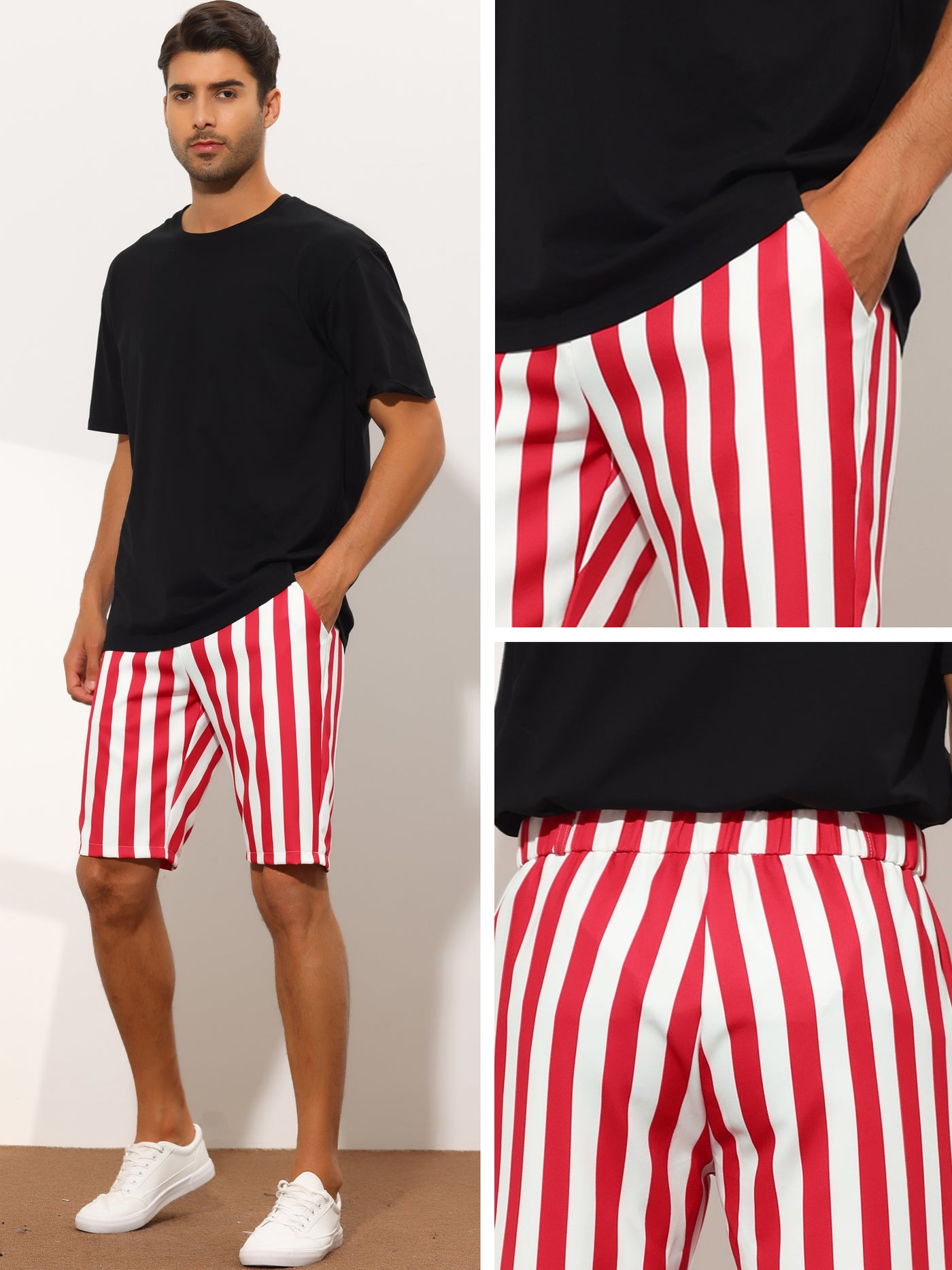 Bublédon Striped Regular Fit Casual Summer Dress Chino Shorts