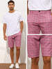 Plaid Straight Fit Comfort Flat Front Checked Shorts