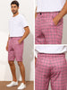 Plaid Straight Fit Comfort Flat Front Checked Shorts