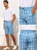 Plaid Straight Fit Comfort Flat Front Checked Shorts