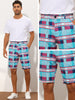 Plaid Straight Fit Comfort Flat Front Checked Shorts