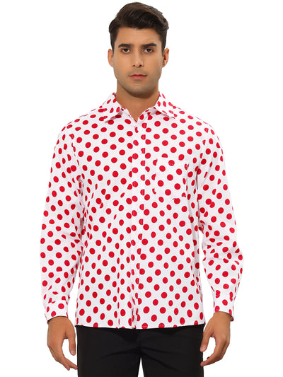 Polka Dots Dress Shirt for Men's Button Down Long Sleeve Casual Business Shirts