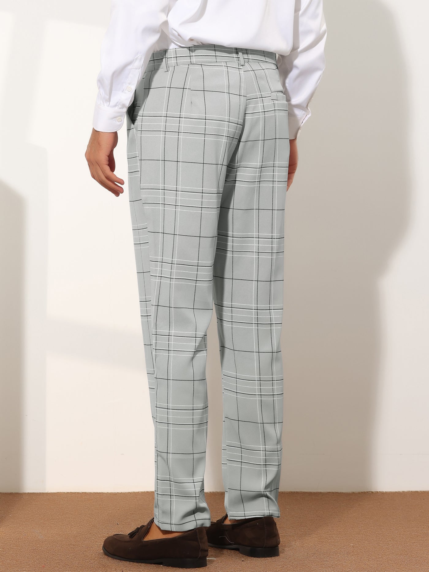 Bublédon Plaid Trousers for Men's Regular Fit Color Block Office Formal Checked Dress Pants