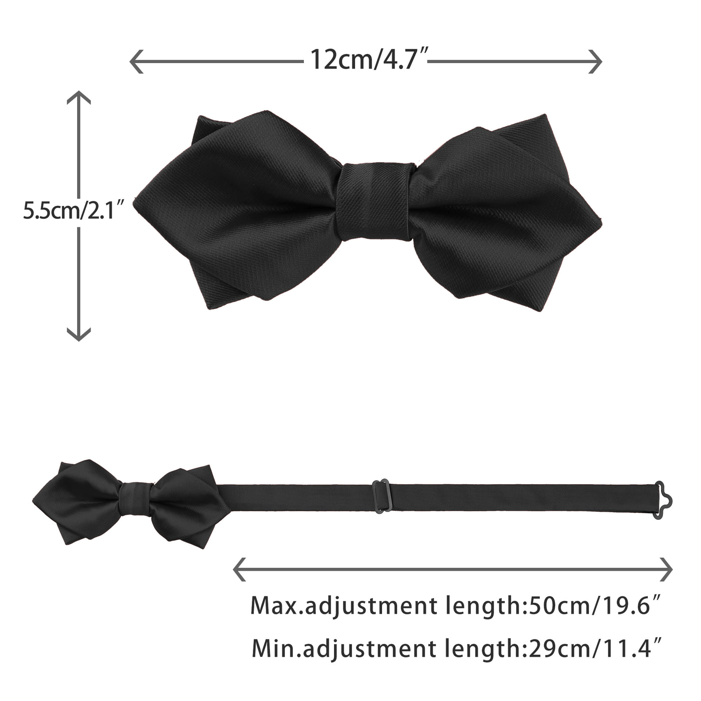 Bublédon Men's Pre-tied Bow Ties Diamond Pointed Solid Bowties for Formal Wedding