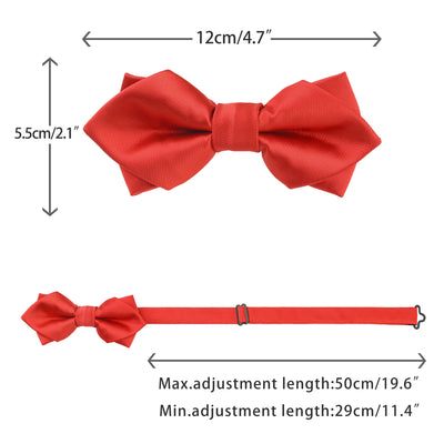 Men's Pre-tied Bow Ties Diamond Pointed Solid Bowties for Formal Wedding
