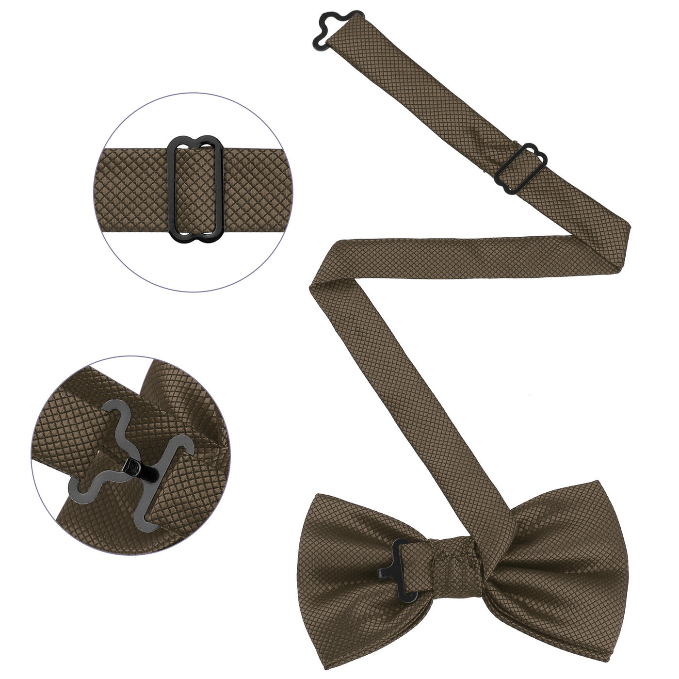 Bublédon Men's Plaid Textured Wedding Party Adjustable Pre-tied Bow Tie