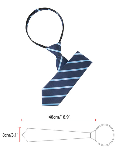 Men's Tie Zipper Pre-Tied Stripes Neck Ties for Casual Formal
