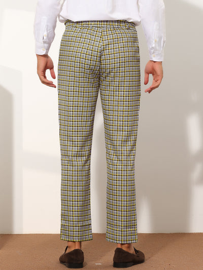 Houndstooth Dress Pants for Men's Straight Fit Lightweight Plaid Checked Trousers