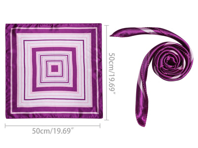 2Pcs 19.6"x19.6" Women's Satin Stripe Print Square Wrap Neckerchief