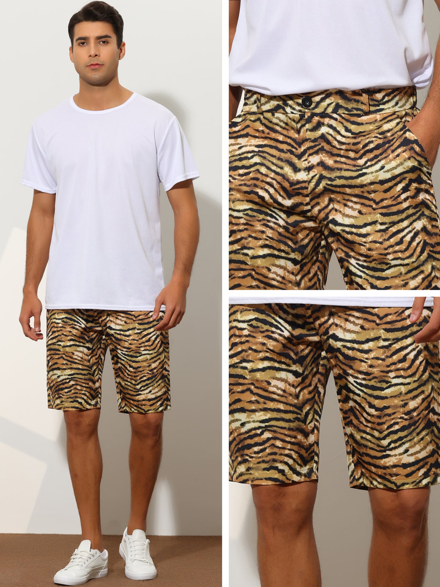 Bublédon Animal Printed Men's Regular Fit Summer Golf Shorts Pants
