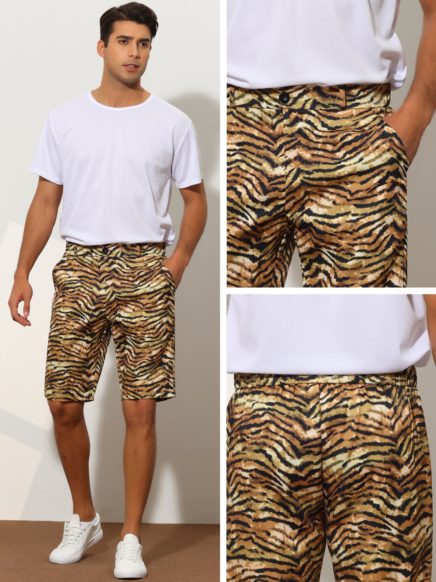 Bublédon Animal Printed Men's Regular Fit Summer Golf Shorts Pants