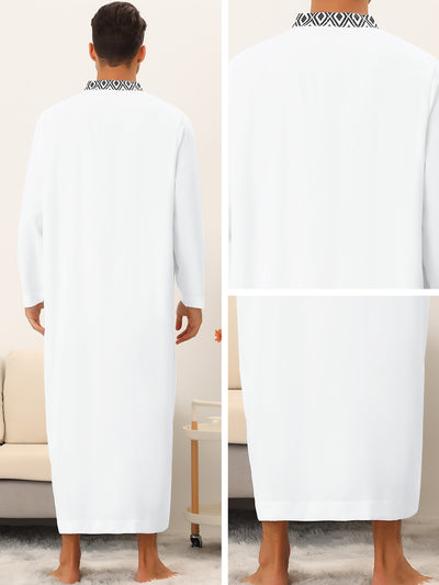 Sleepwear Nightshirt Long Sleeves Zipper Color Block Loungewear Nightgown