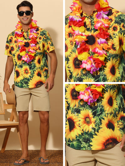 Sunflower Short Sleeves Summer Hawaiian Floral Shirts