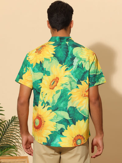 Sunflower Short Sleeves Summer Hawaiian Floral Shirts