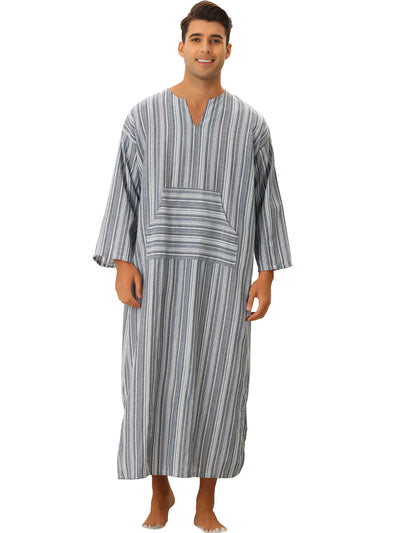 Striped Nightshirts for Men's Loose Fit Lightweight Pajamas Long Sleep Gown