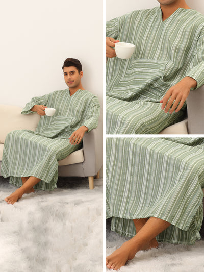 Striped Nightshirts for Men's Loose Fit Lightweight Pajamas Long Sleep Gown