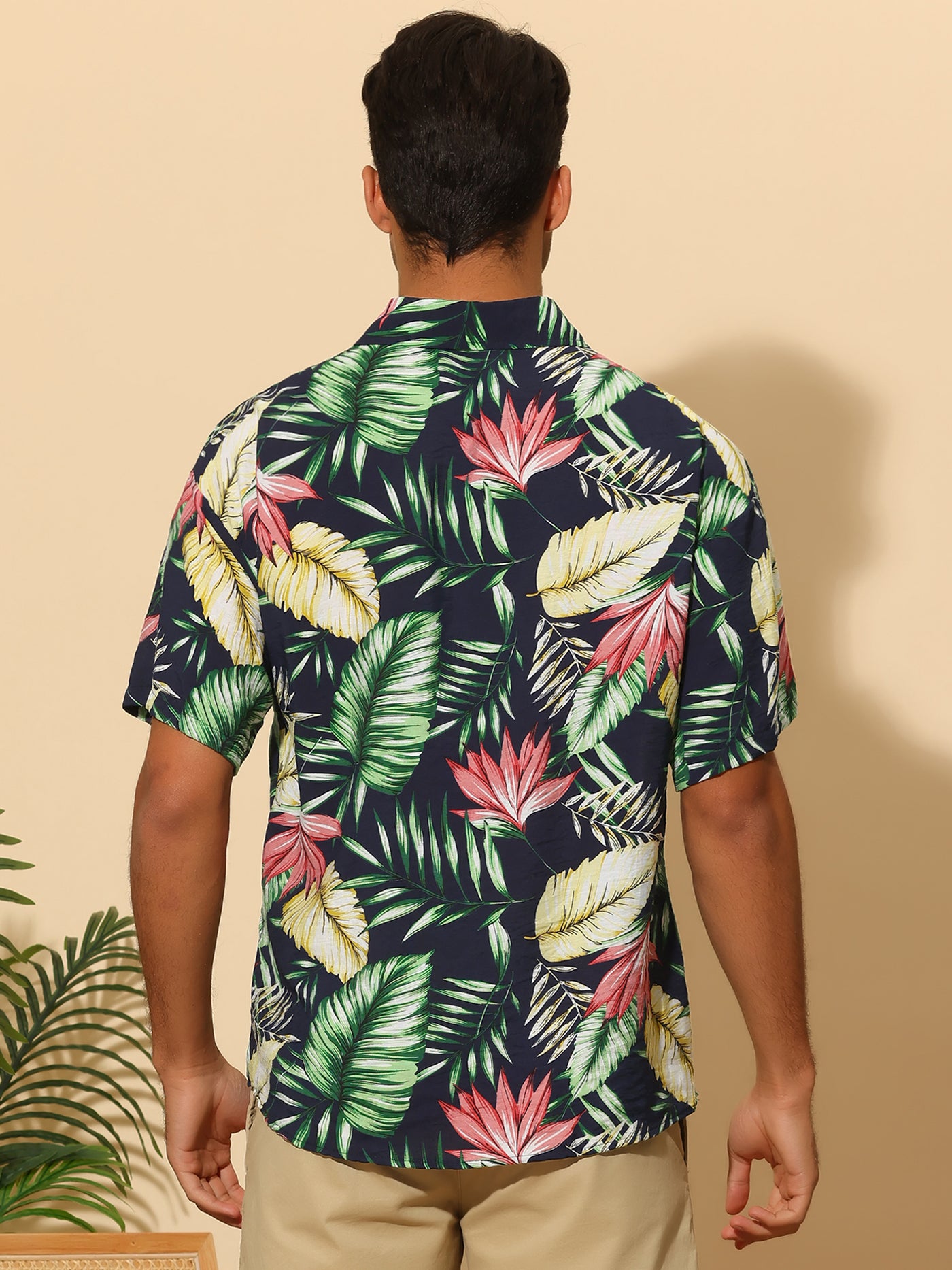Bublédon Hawaiian Flower Shirt for Men's Short Sleeves Button Down Summer Beach Floral Shirts