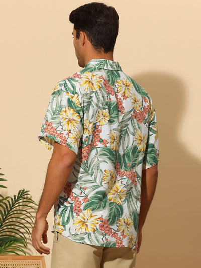 Hawaiian Flower Shirt for Men's Short Sleeves Button Down Summer Beach Floral Shirts