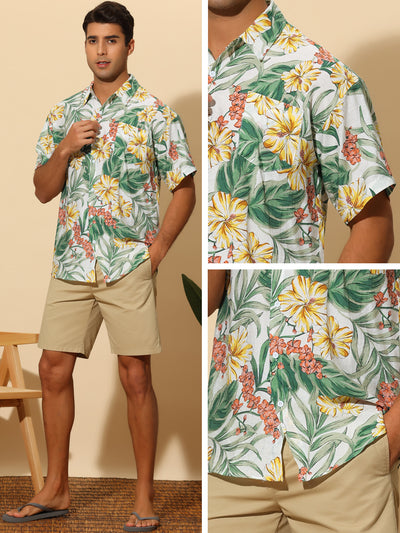 Hawaiian Flower Shirt for Men's Short Sleeves Button Down Summer Beach Floral Shirts