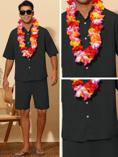 Hawaiian Sets for Men's Short Sleeve Button Down Shirt and Shorts Summer 2 Pieces Suit