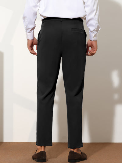 Dress Pants for Men's Tapered Solid Color Slim Fit Pleated Front Trousers