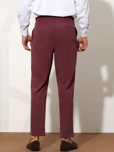 Dress Pants for Men's Tapered Solid Color Slim Fit Pleated Front Trousers
