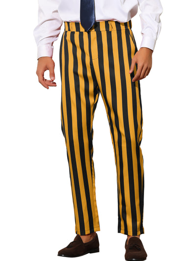 Striped Dress Pants for Men's Big & Tall Flat Front Business Trousers