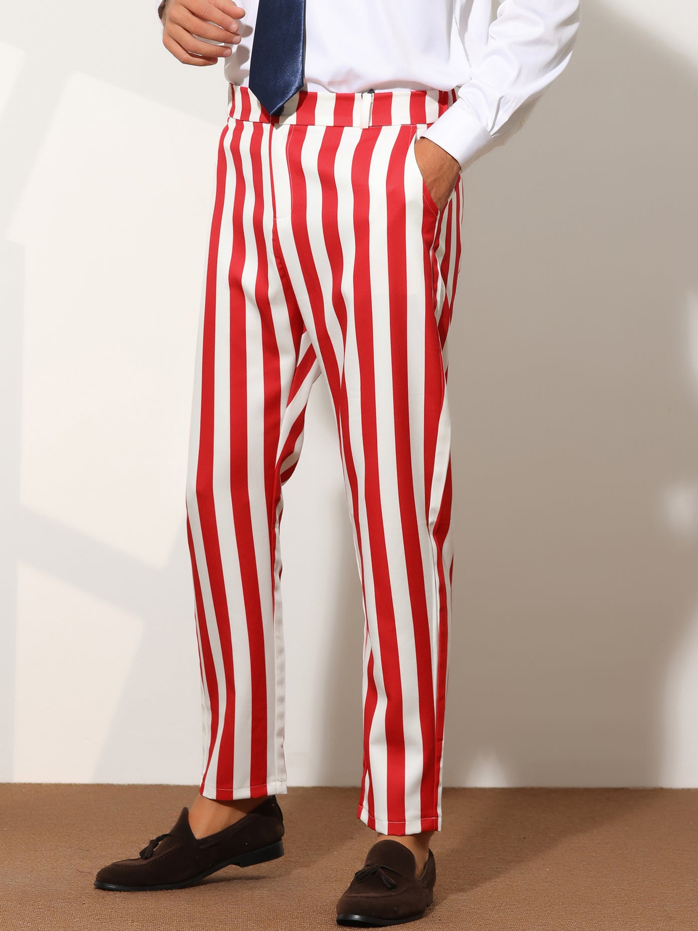 Men Vintage Formal Striped British style Trousers Pants Tweed Wool Blend  Bottoms | eBay