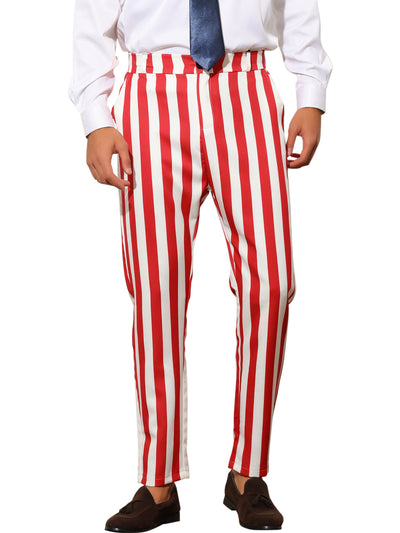 Striped Dress Pants for Men's Big & Tall Flat Front Business Trousers