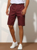 Plaid Flat Front Houndstooth Print Chino Shorts