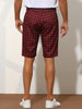 Plaid Flat Front Houndstooth Print Chino Shorts
