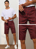 Plaid Flat Front Houndstooth Print Chino Shorts