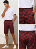 Plaid Flat Front Houndstooth Print Chino Shorts