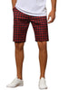 Plaid Flat Front Houndstooth Print Chino Shorts