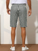Plaid Flat Front Houndstooth Print Chino Shorts