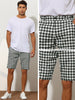 Plaid Flat Front Houndstooth Print Chino Shorts
