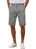 Plaid Flat Front Houndstooth Print Chino Shorts