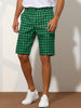 Plaid Flat Front Houndstooth Print Chino Shorts